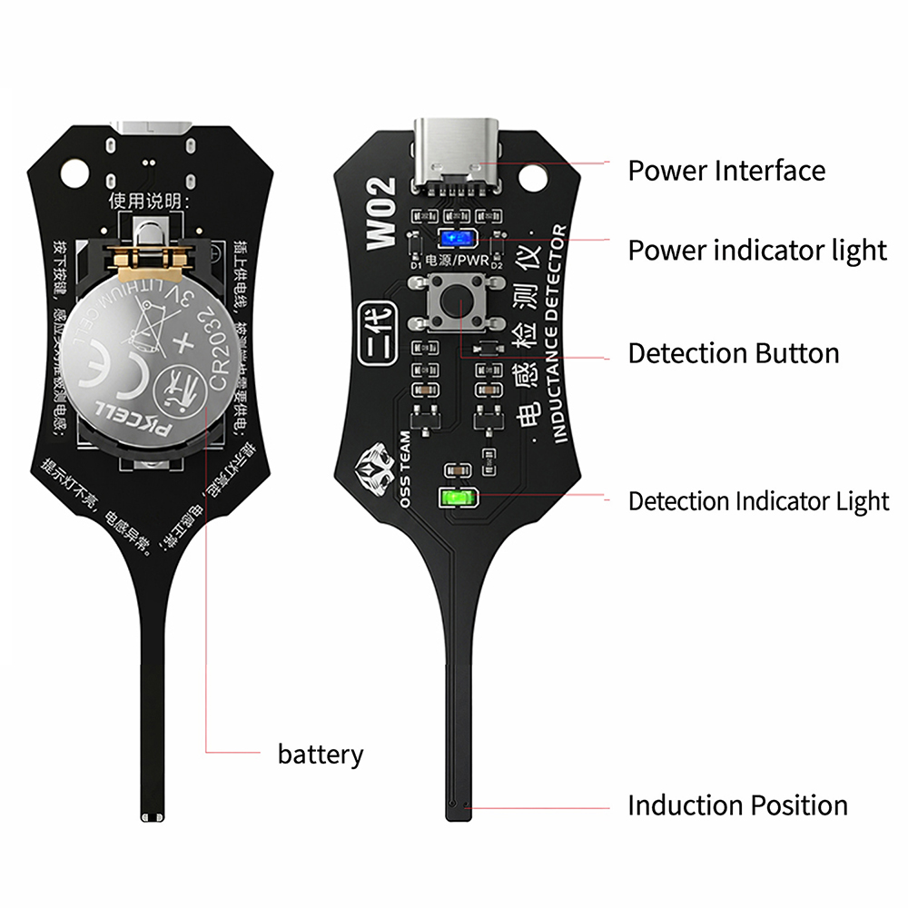 Co Detector Plug - DC 5V Induktivitätstester für Motherboard-Spulen, Typ-C-Spulen-Induktor-Fehlerdetektor