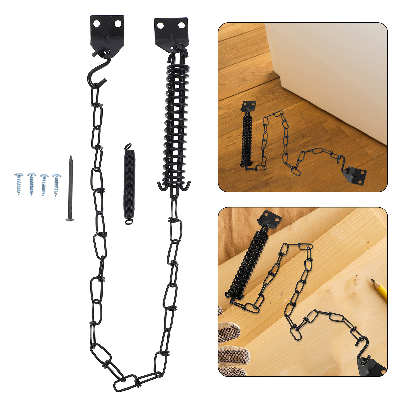 Security Chain Door - 2er-Set winddichte Ketten-Türschlösser im amerikanischen Stil,