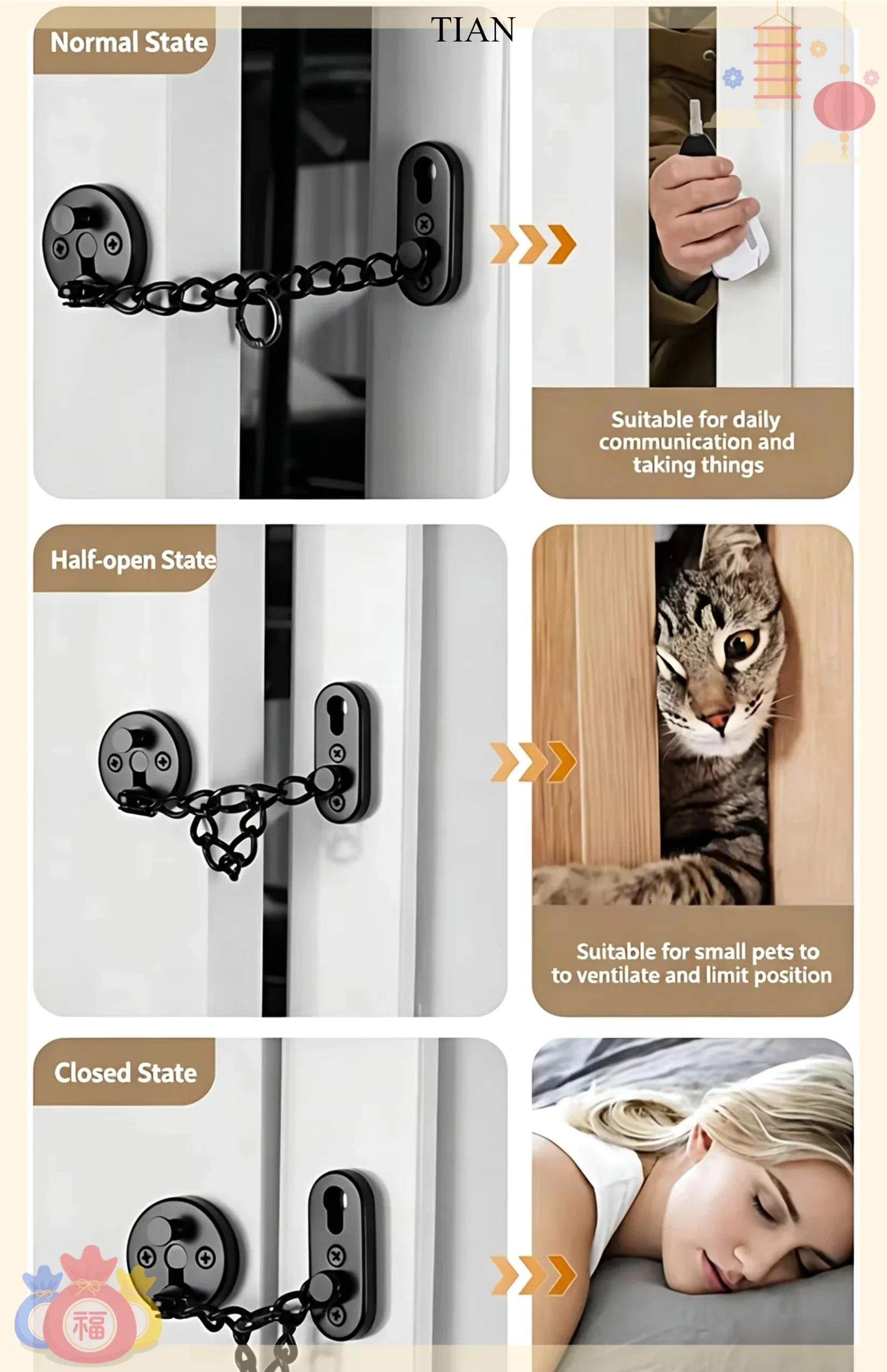 TIAN Ketten-Türschloss Sicherh – Security Chain Door Bewertung und Preis